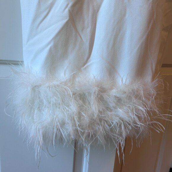 NWT Passion for Glamour White Sleeveless Bustier Feather Midi Dress - Picture 3 of 8